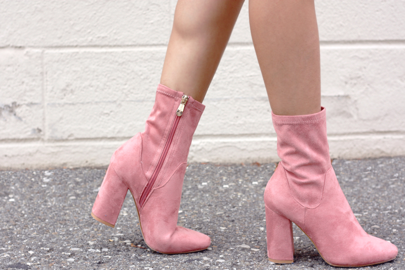 Pink Suede Ankle Booties