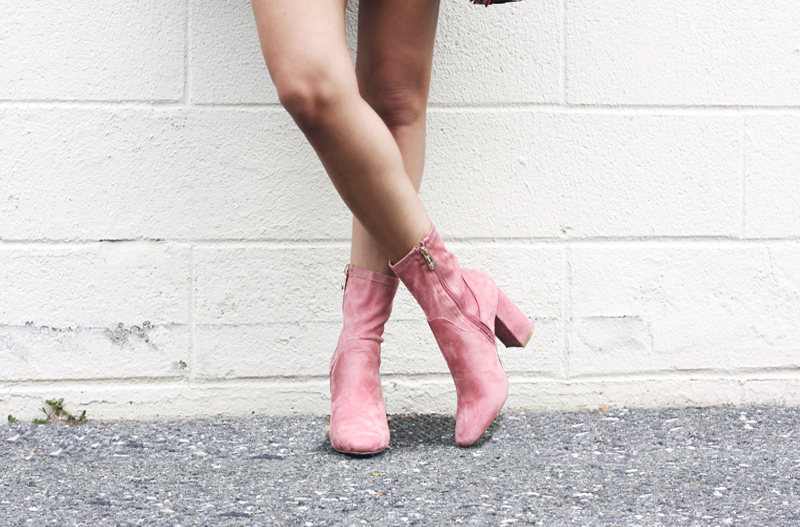 Pink Suede Ankle Booties