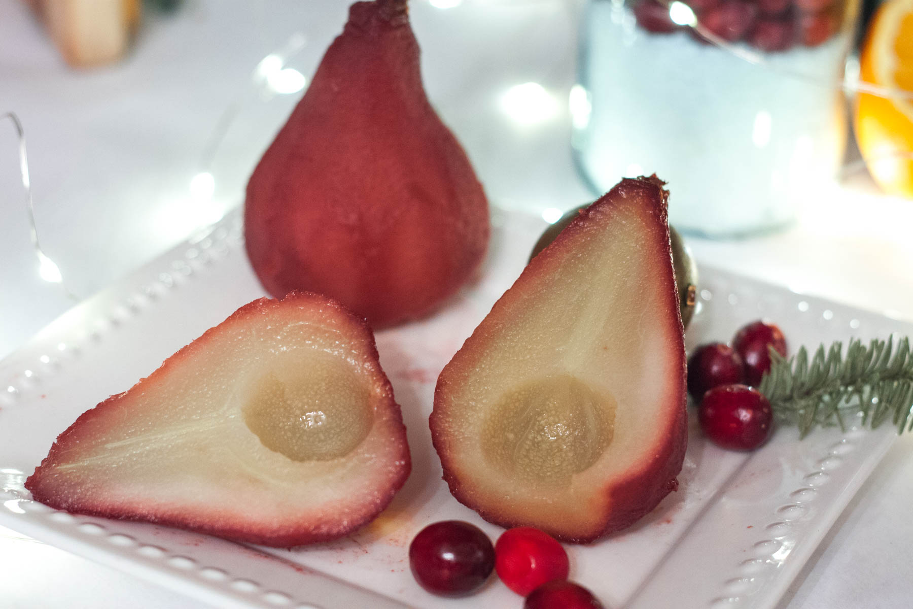 Cranberry Cabernet Poached Pears