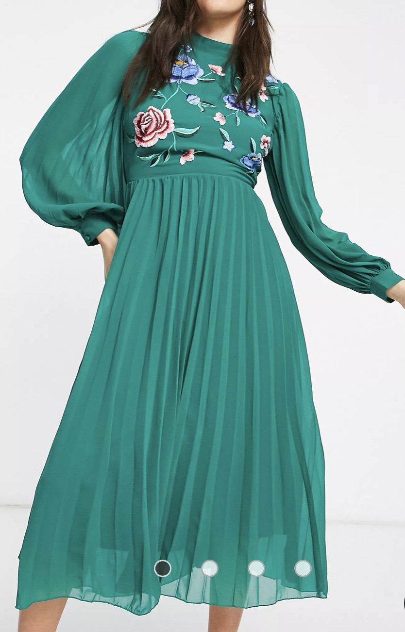 Green Pleated Mother of the Bride Dress Under $200