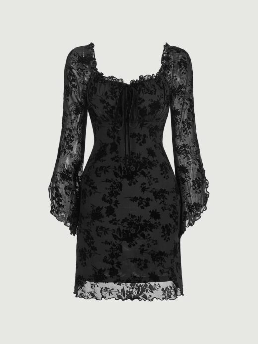 Black lace dress for wedding guest dress from Shein