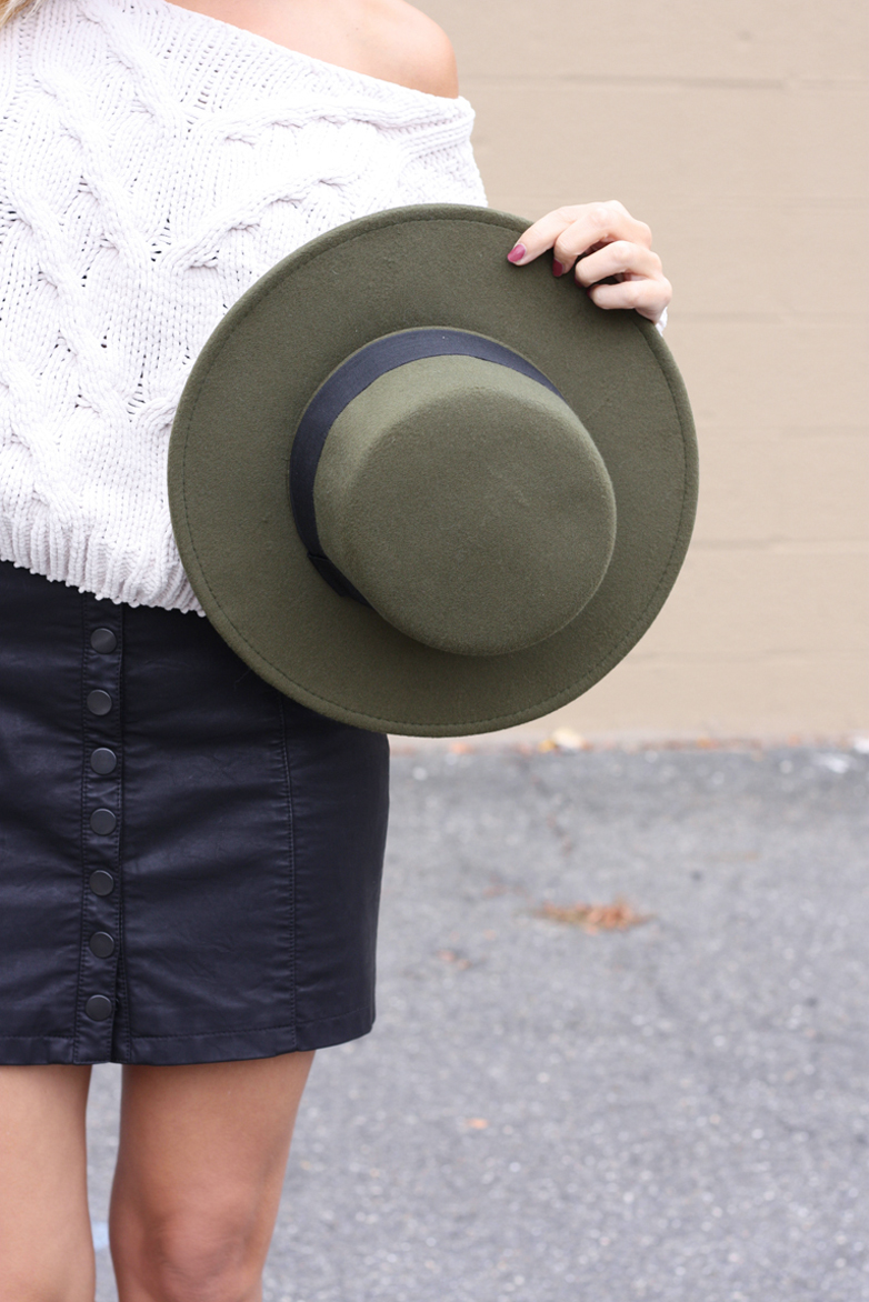 Chunky Knit and Leather Skirt