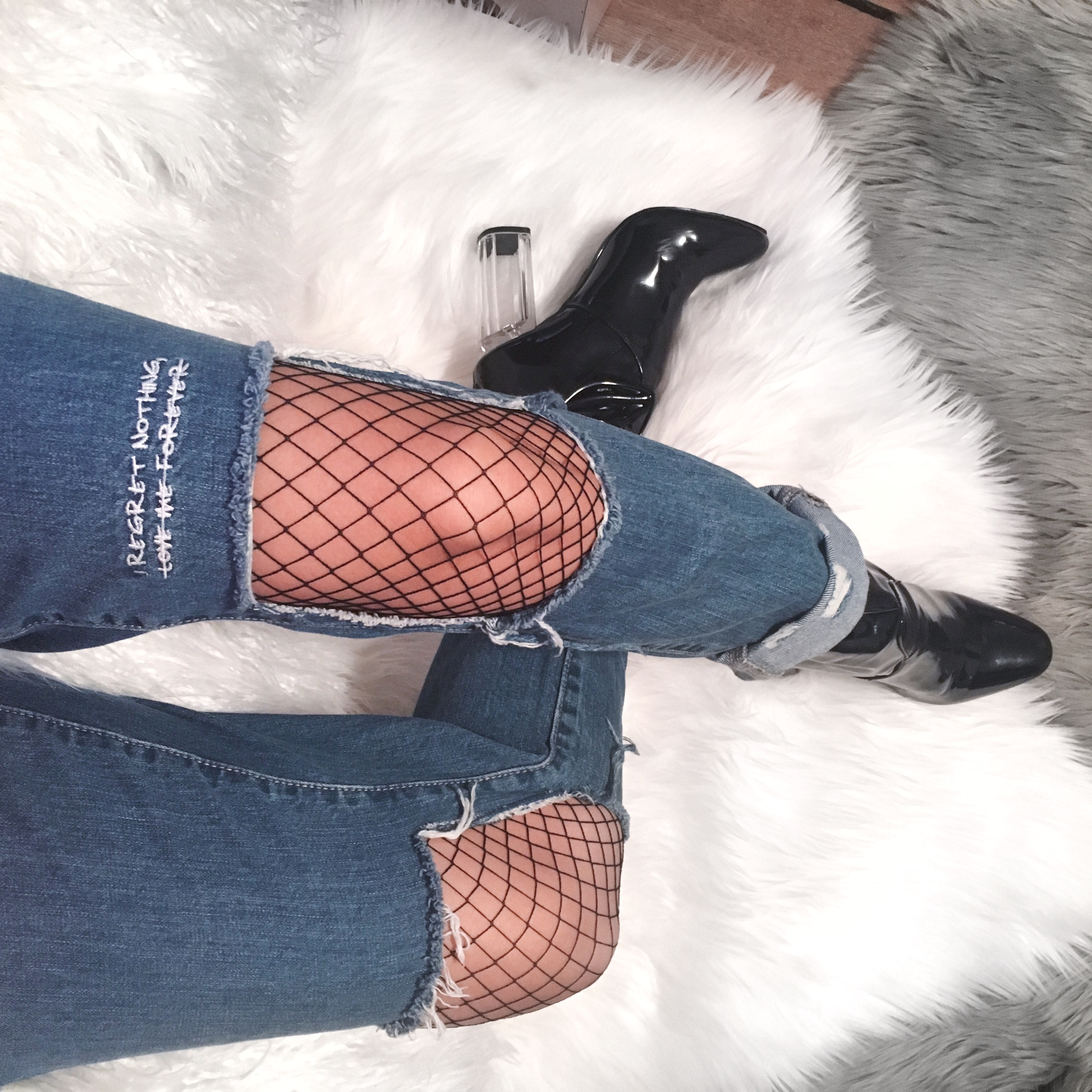 Cello Jeans, I regret nothing, jeans & fishnets