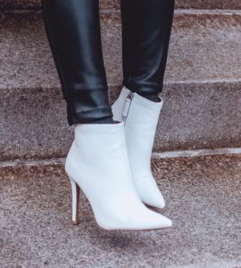 White ankle booties, white ankle boots, Free People Vegan leather legging