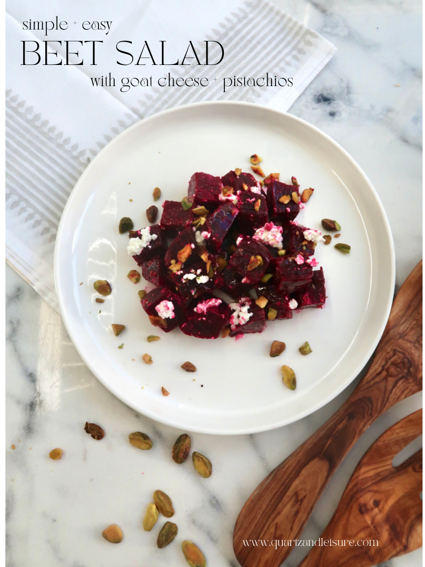 Simple beet salad with goat cheese and pistachios