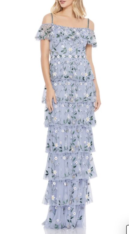 Unusual Blue Floral Mother of the Bride Dress