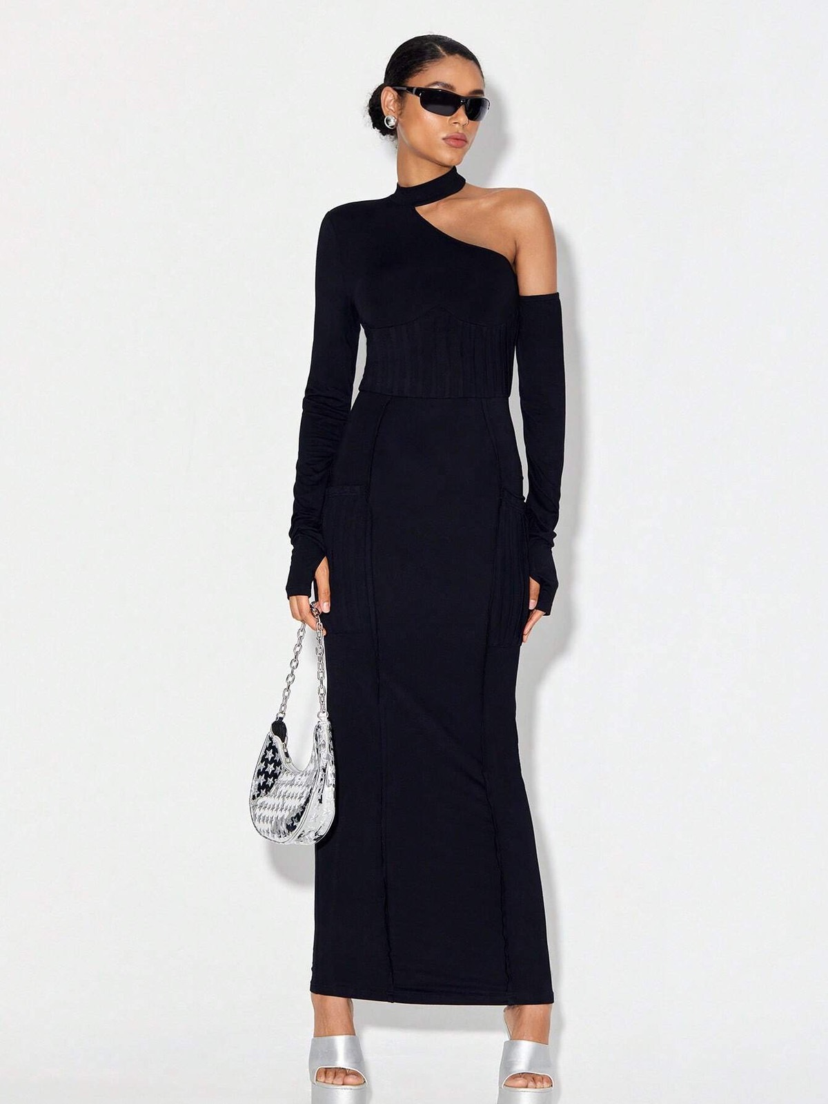 Black Bodycon Wedding Guest Dress Shein - Quartz & Leisure
